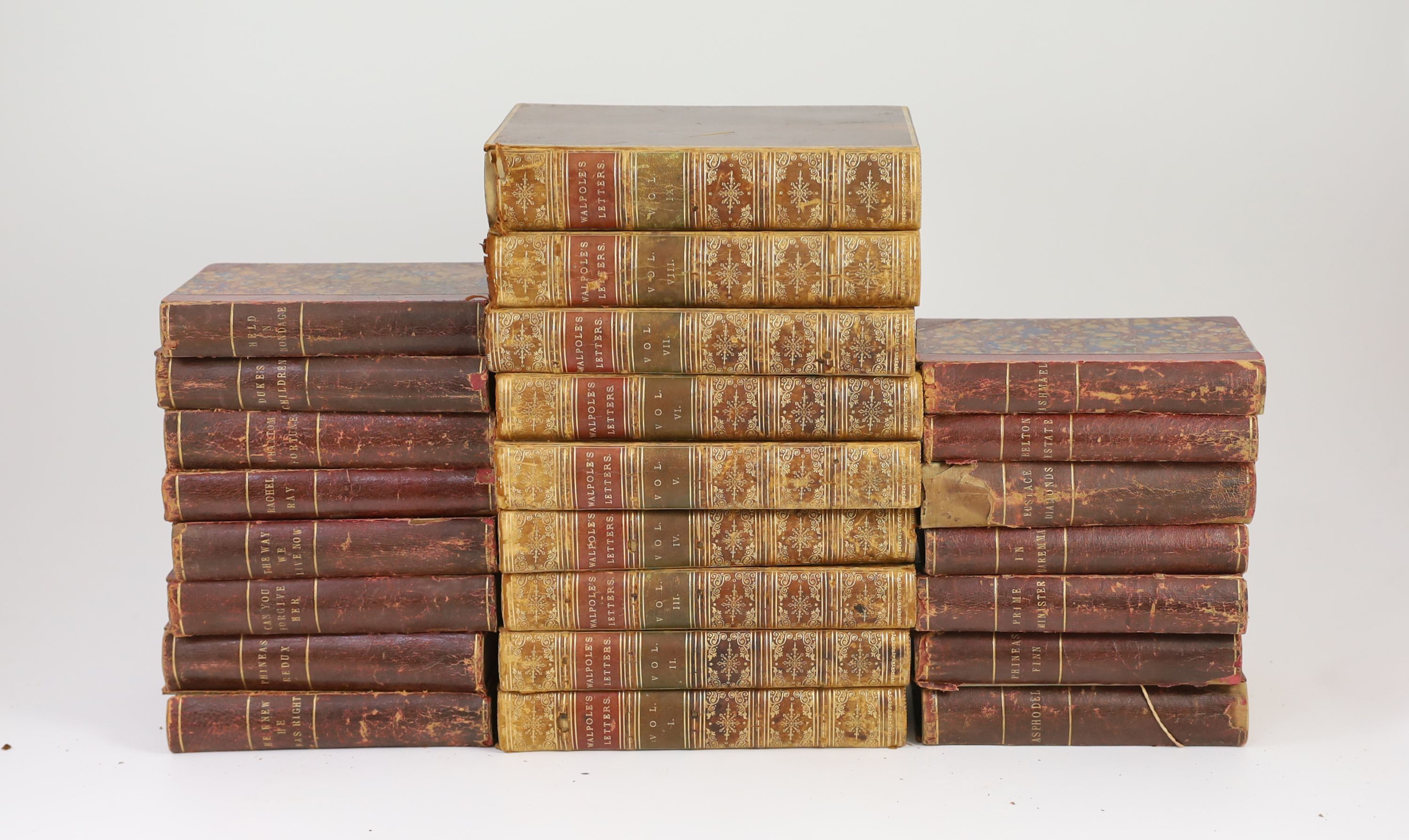 Walpole, Horace - The Letters of Horace Walpole, Earl of Orford, edited by Peter Cunningham, 9 vols, 8vo, tree calf, Henry G. Bohn, London, 1861, together with Trollope, Anthony - Works, 15 vols, 8vo, half morocco, Londo